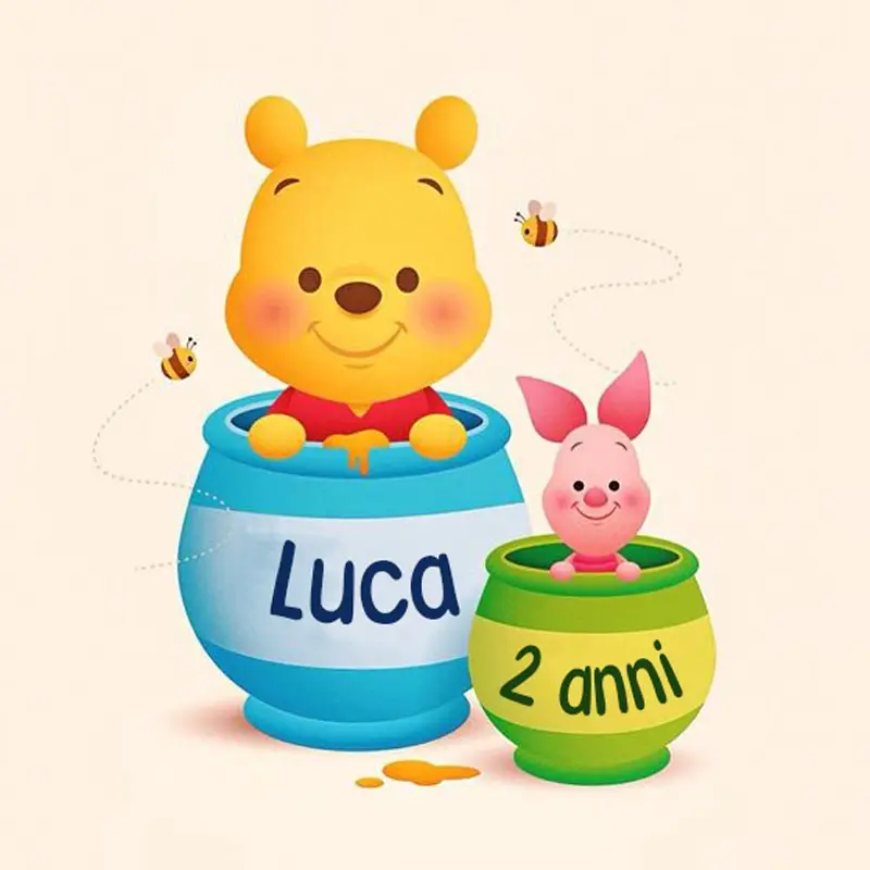 48 ADESIVI PERSONALIZZABILI WINNIE THE POOH