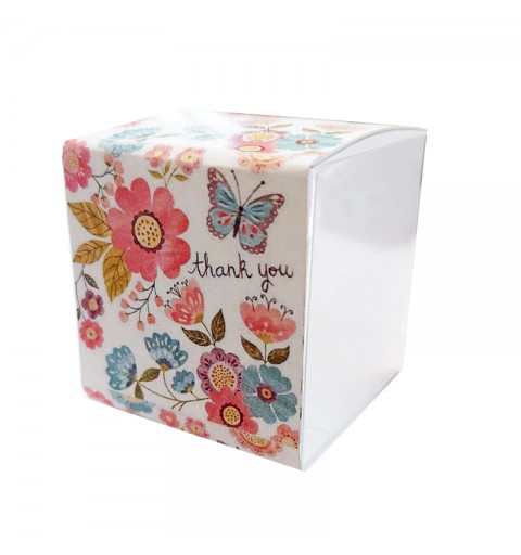scatoline portaconfetti con Fascetta fiori e farfalle - 20 pz