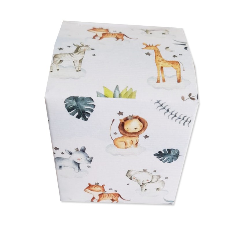 scatolina cubo boho jungle animaletti 5,5 cm