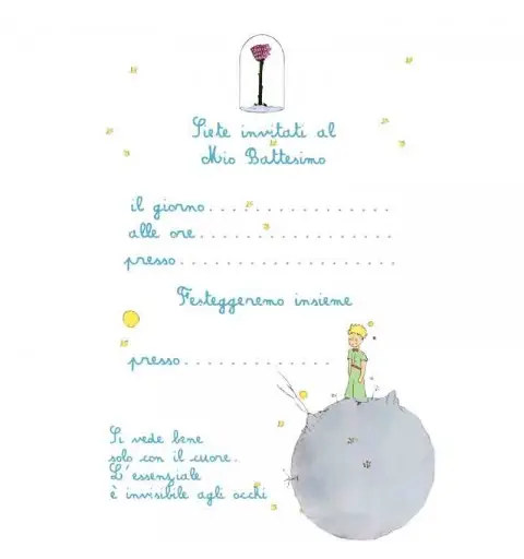 Invito battesimo in cartoncino Piccolo principe