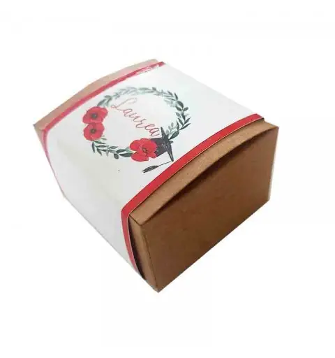 scatoline kraft con Fascetta laurea papaveri rossi - 20 pz