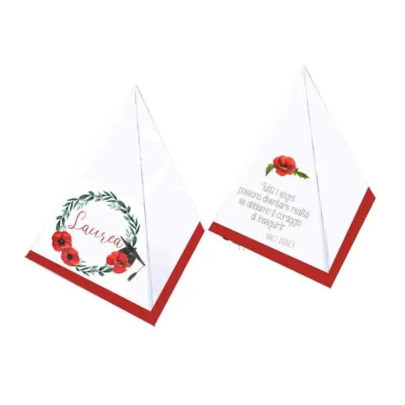 scatolina piramide laurea paapaveri rossi