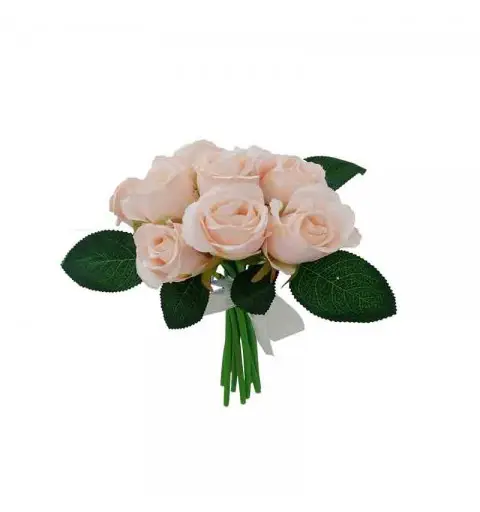 mazzo fiori artificiali rose 24 cm 10 pz. colori assortiti e casuali 1539