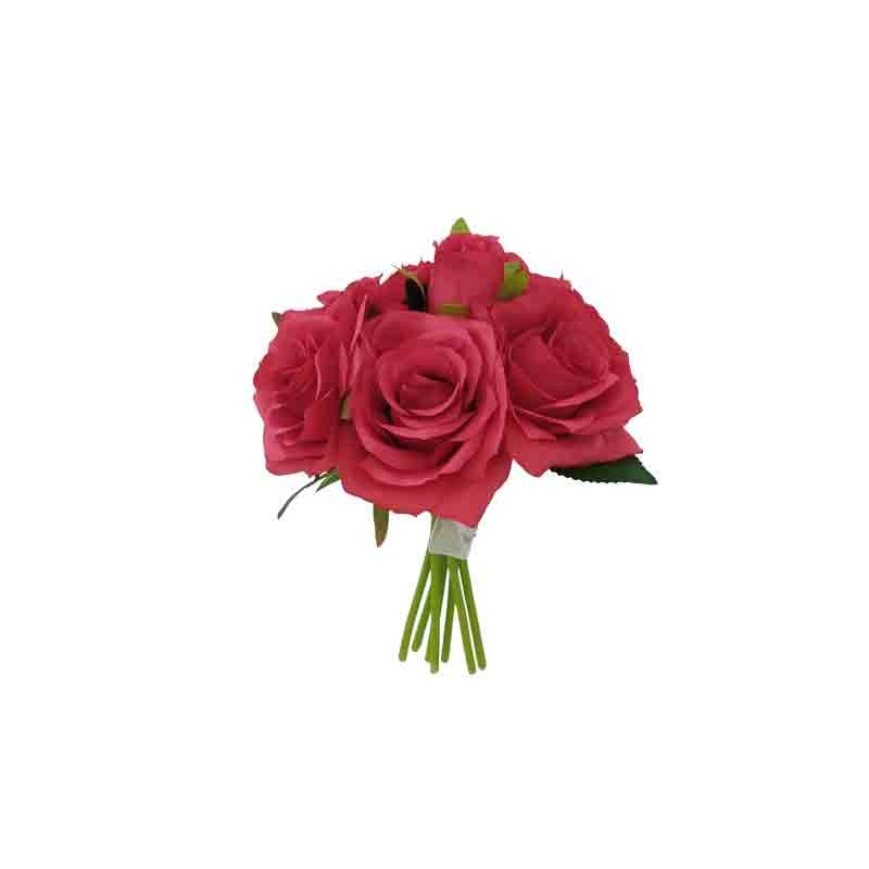 mazzo fiori artificiali rose 24 cm 7 pz. colori assortiti e casuali 1577
