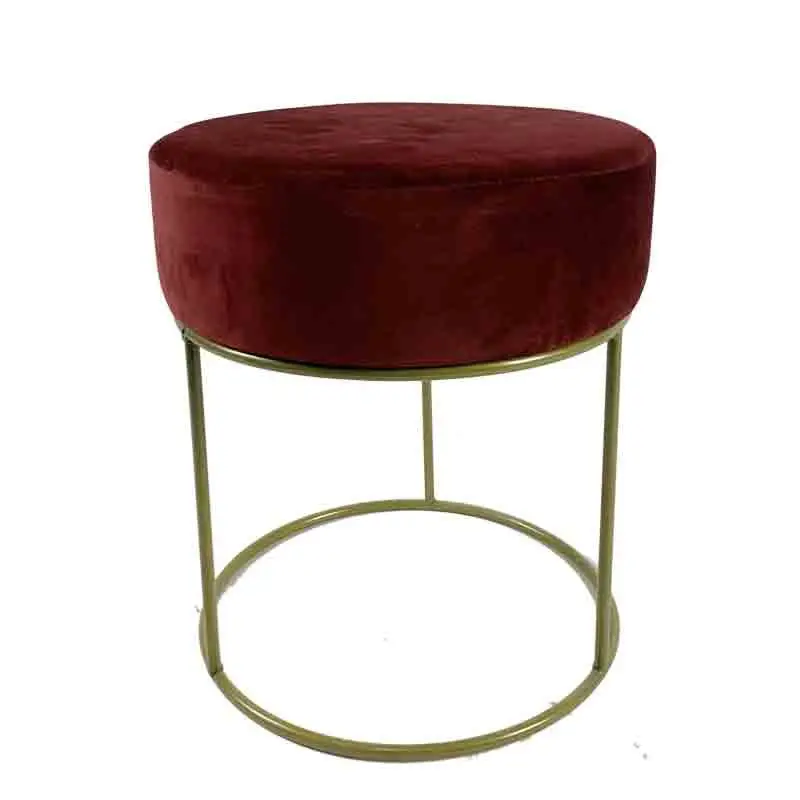 pouf metallo oro con seduta bordeaux 2697