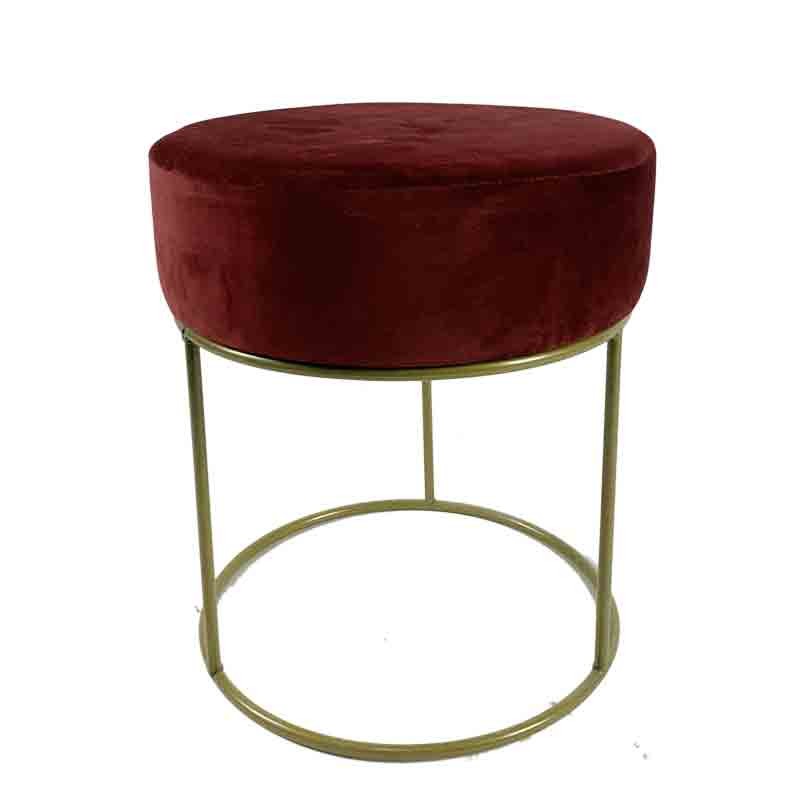 pouf metallo oro con seduta bordeaux 2697