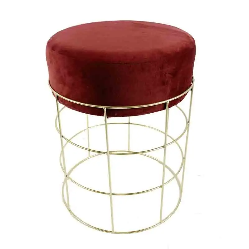 pouf metallo oro con seduta bordeaux 2727