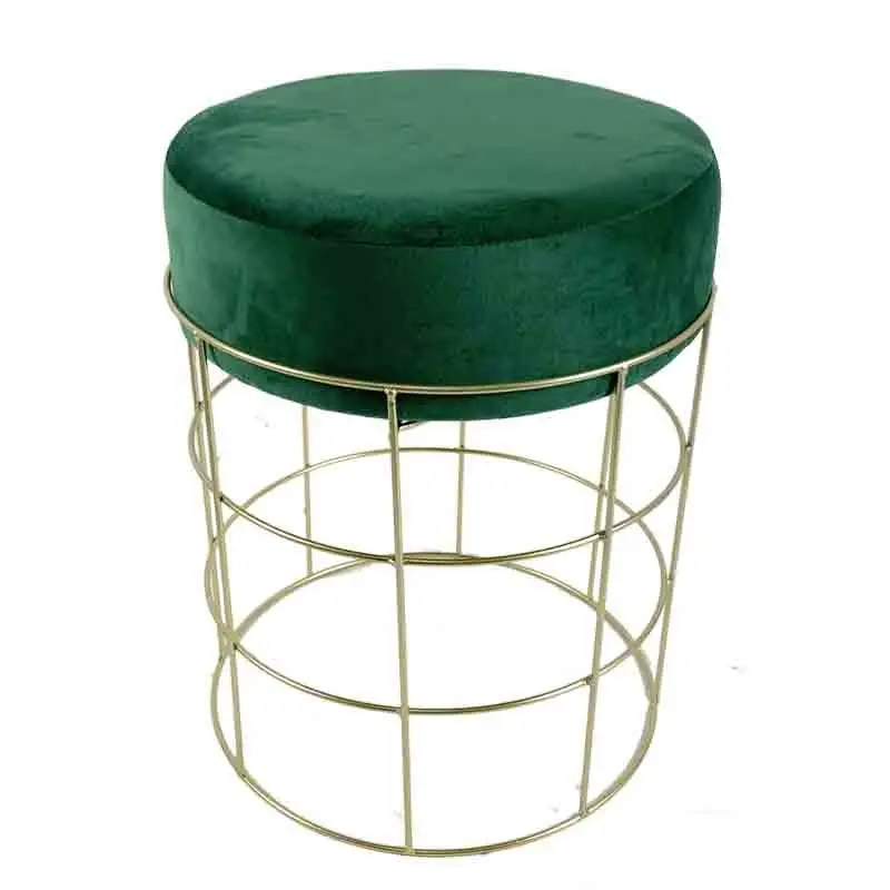 pouf metallo oro con seduta verde 2710