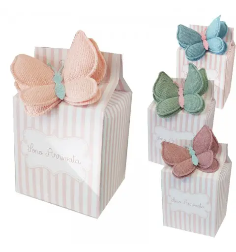 scatoline milk con Farfalle colorate in stoffa 20 pz.
