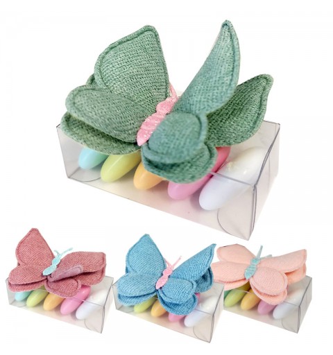 scatoline trasparenti con Farfalle colorate in stoffa 20 pz.