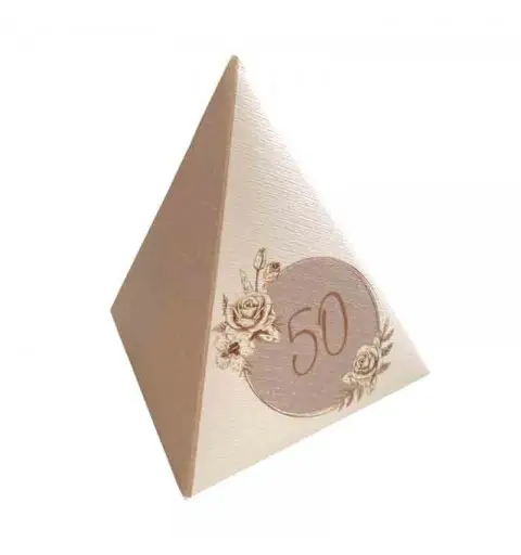 scatolina piramide 50 anni rose nozze d\'oro