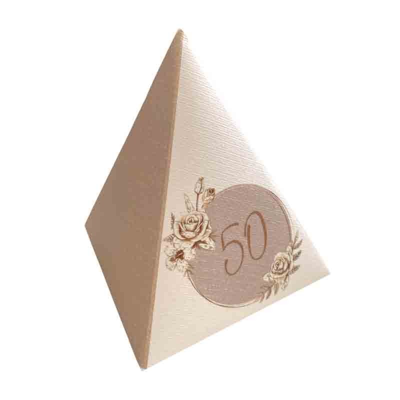 scatolina piramide 50 anni rose nozze d\'oro