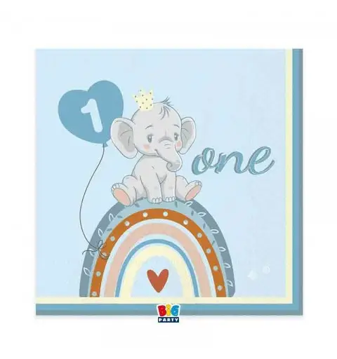 20 Tovaglioli 33 x 33 cm One Birthday Boho Blue 74918