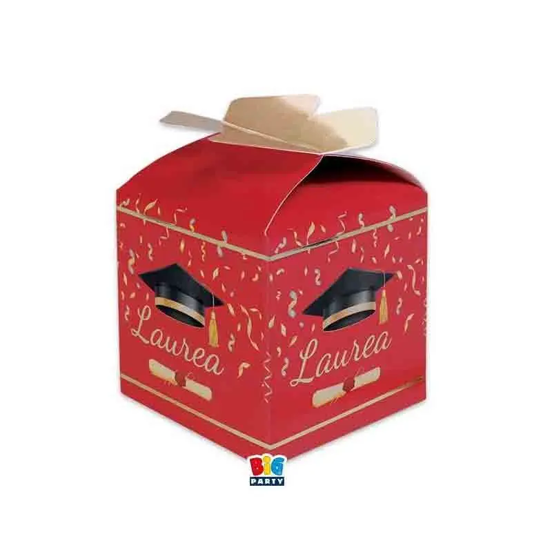 25 Scatoline portaconfetti Cubetto con Fiocco in carta 5 x 7 x 5 cm Laurea Glamour 75228