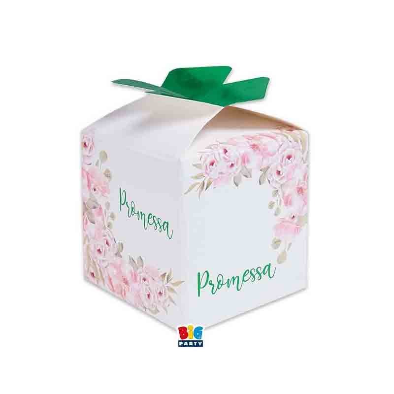 25 Scatoline portaconfetti Cubetto con Fiocco in carta 5 x 7 x 5 cm Promessa Floral 75227