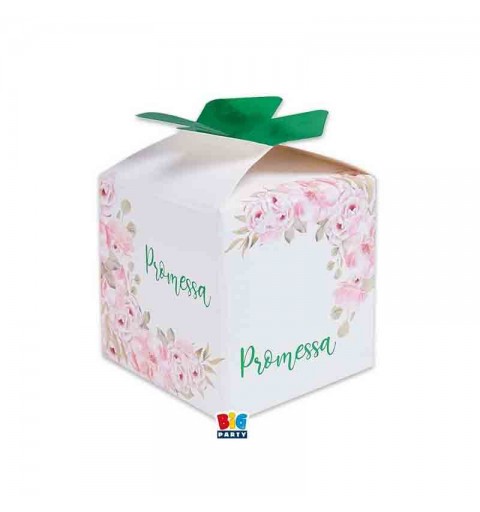 25 Scatoline portaconfetti Cubetto con Fiocco in carta 5 x 7 x 5 cm Promessa Floral 75227