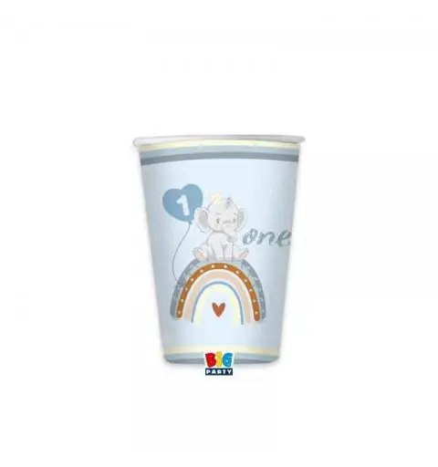 8 Bicchieri 200 cc One Birthday Boho Blue 74917