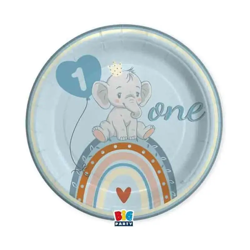 kit n 2 Coordinato Elefantino Celeste Boho primo compleanno