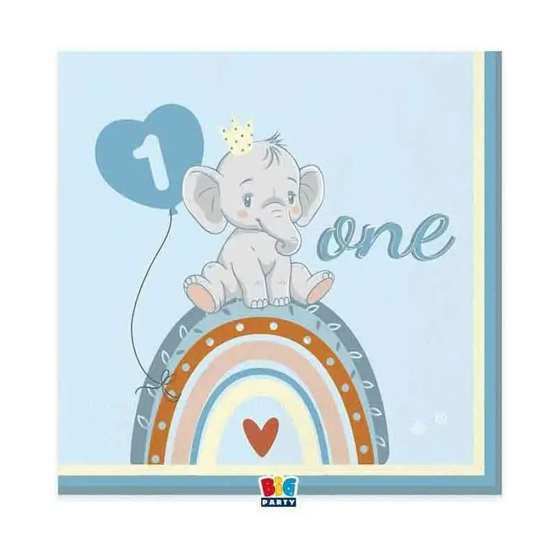 kit n 2 Coordinato Elefantino Celeste Boho primo compleanno