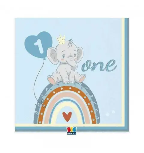 kit n 2 Coordinato Elefantino Celeste Boho primo compleanno