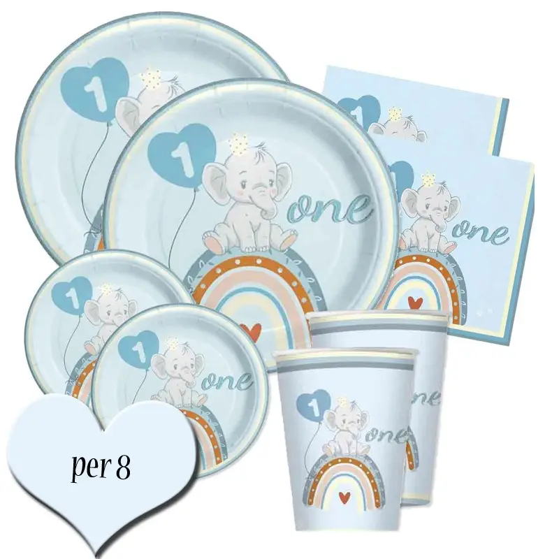 kit n 47 Coordinato primo compleanno Elefantino Boho Celeste
