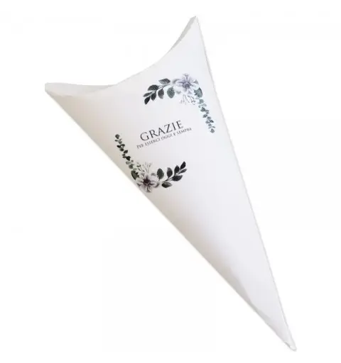 cono in cartoncino promessa grazie  h 15 cm x larghezza 7,5 cm
