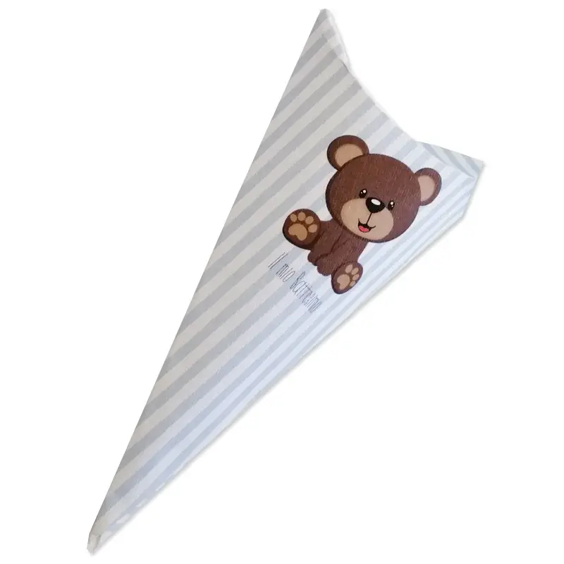cono in cartoncino il mio battesimo orsetto celeste  h 15 cm x larghezza 7,5 cm