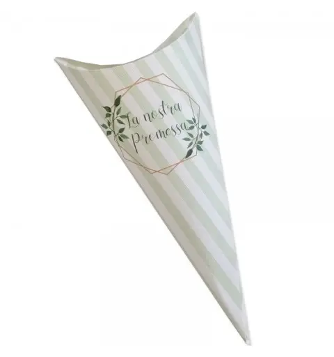 cono in cartoncino promessa strisce esagono  h 15 cm x larghezza 7,5 cm