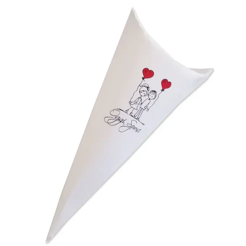 cono in cartoncino oggi sposi coppia cuori  h 15 cm x larghezza 7,5 cm