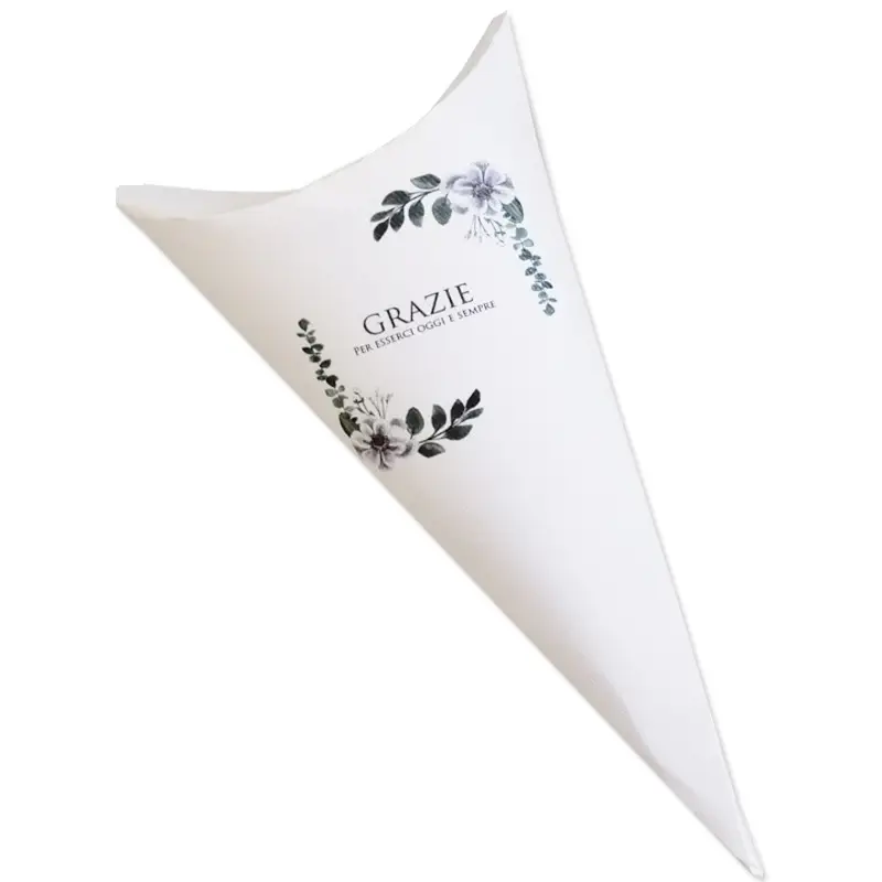 cono in cartoncino promessa grazie  h 15 cm x larghezza 7,5 cm