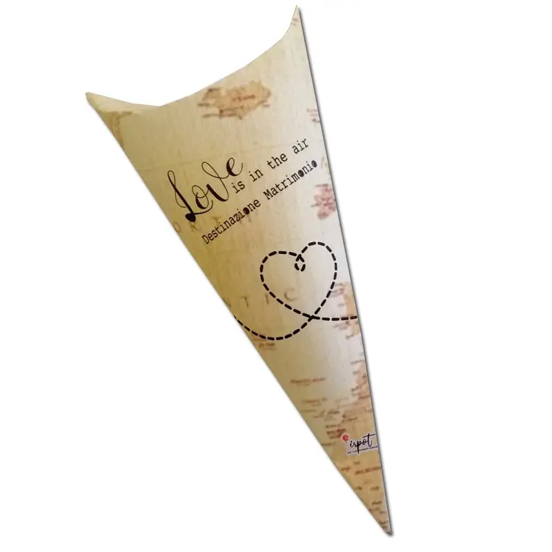cono in cartoncino matrimonio tema viaggio h 15 cm x larghezza 7,5 cm