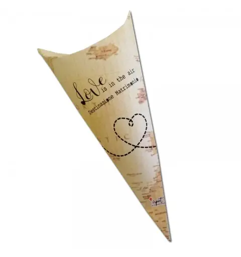 cono in cartoncino matrimonio tema viaggio h 15 cm x larghezza 7,5 cm