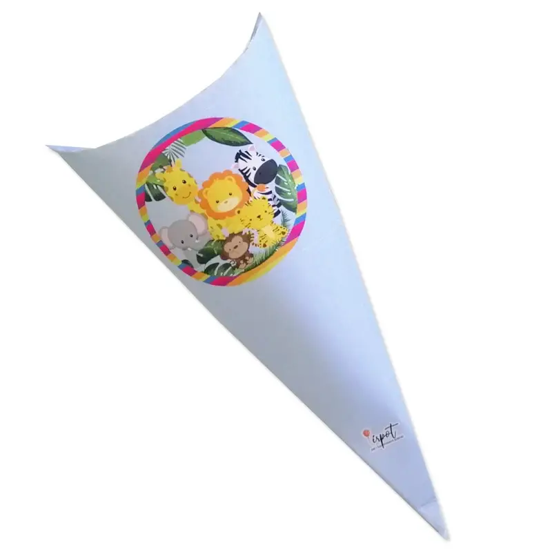 cono in cartoncino animali della giungla  h 15 cm x larghezza 7,5 cm