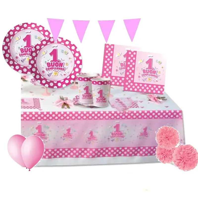 KIT N.35 UN ANNO POIS ROSA - SET TAVOLA PER FESTE