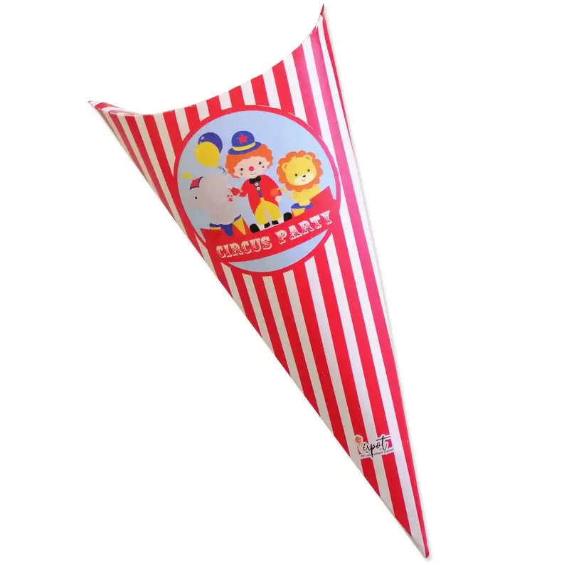cono in cartoncino circo  h 15 cm x larghezza 7,5 cm