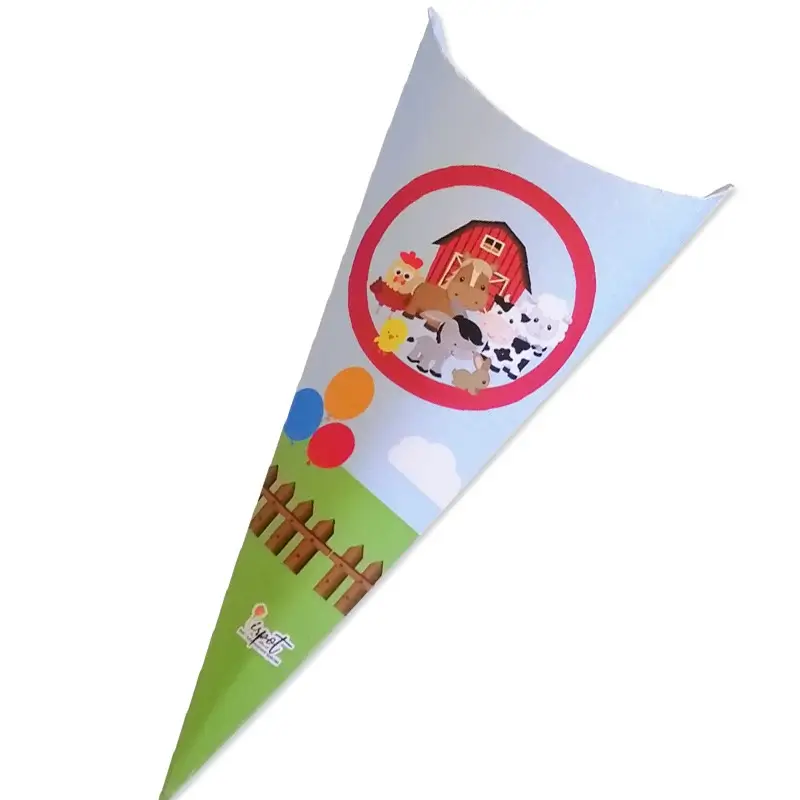 cono in cartoncino fattoria  h 15 cm x larghezza 7,5 cm