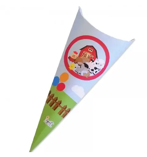 cono in cartoncino fattoria  h 15 cm x larghezza 7,5 cm