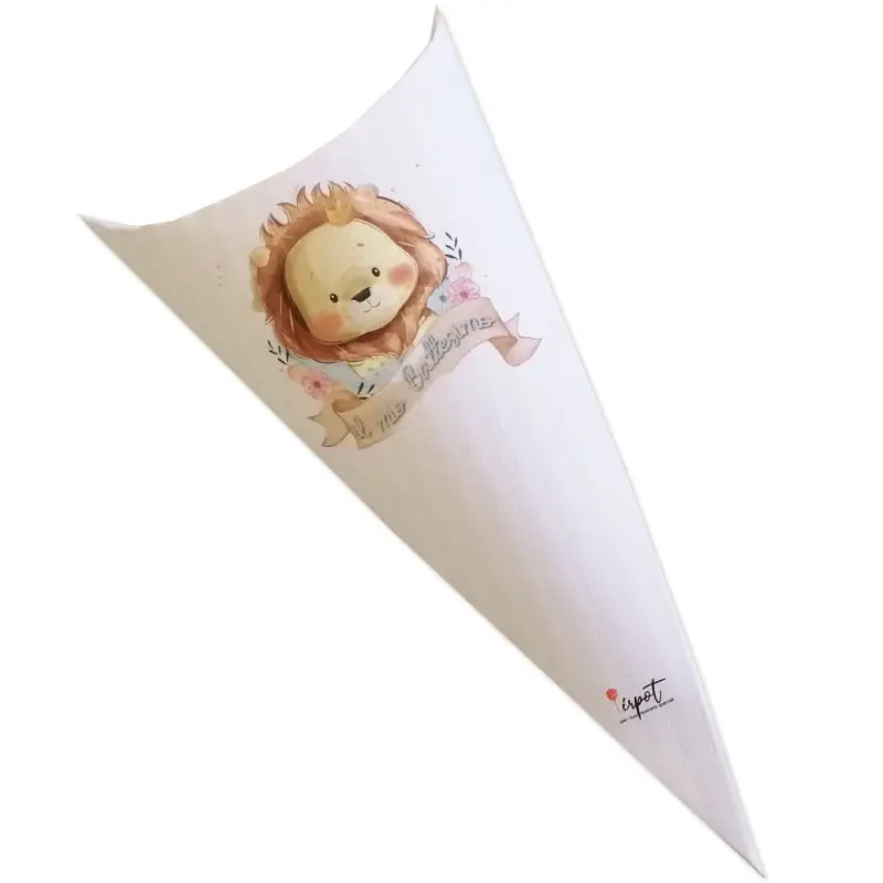 cono in cartoncino il mio battesimo leoncino  h 15 cm x larghezza 7,5 cm