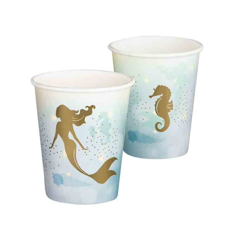 10 bicchieri in carta mermaid sirene 551013 21 cl ecologici