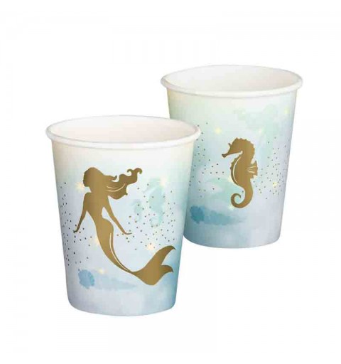 10 bicchieri in carta mermaid sirene 551013 21 cl ecologici