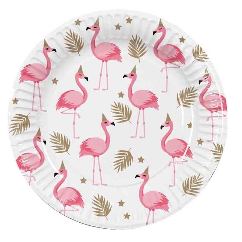 10 piatti in carta  flamingo fenicottero rosa 23 cm 552496 ecologici