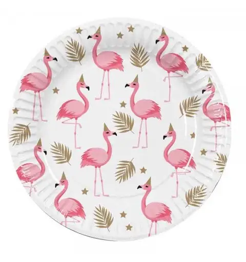 10 piatti in carta  flamingo fenicottero rosa 23 cm 552496 ecologici