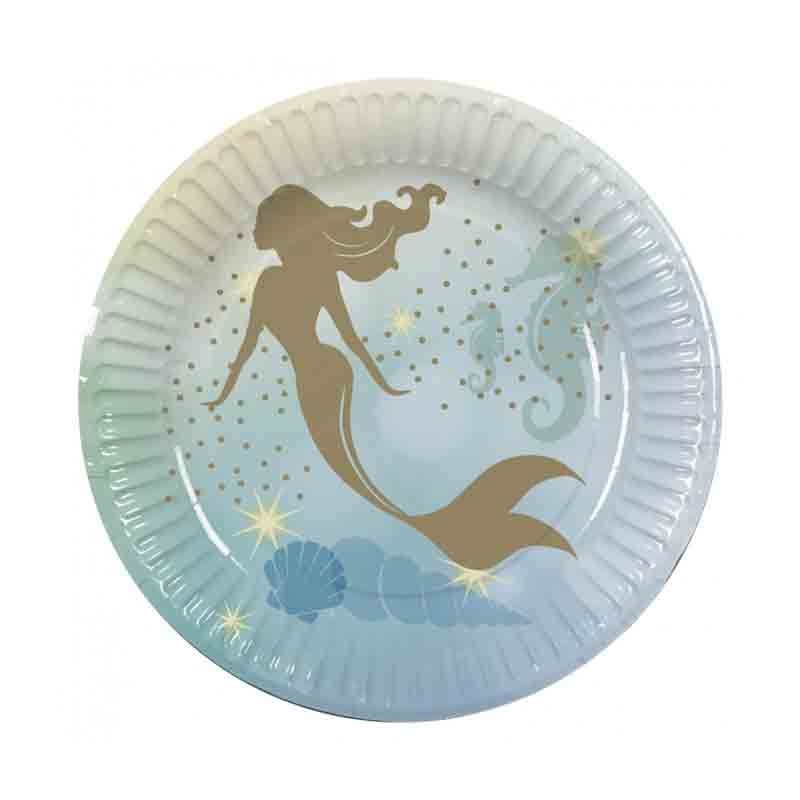 10 piatti in carta mermaid sirena 23 cm 551012 ecologici