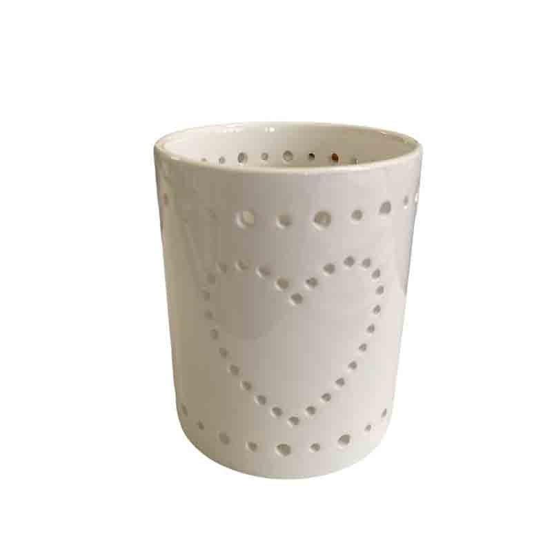 vasetto con cuore in ceramica bianca dia. 7 cm 9 cm h