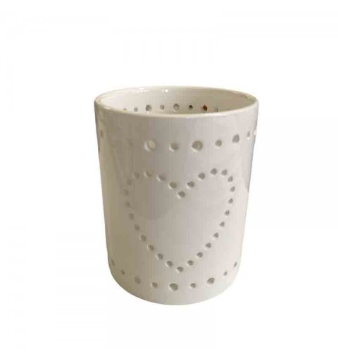 vasetto con cuore in ceramica bianca dia. 7 cm 9 cm h