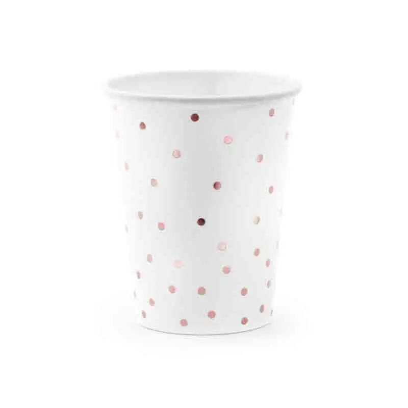 6 Bicchieri bianchi pois rose gold KPP53-008-EU1