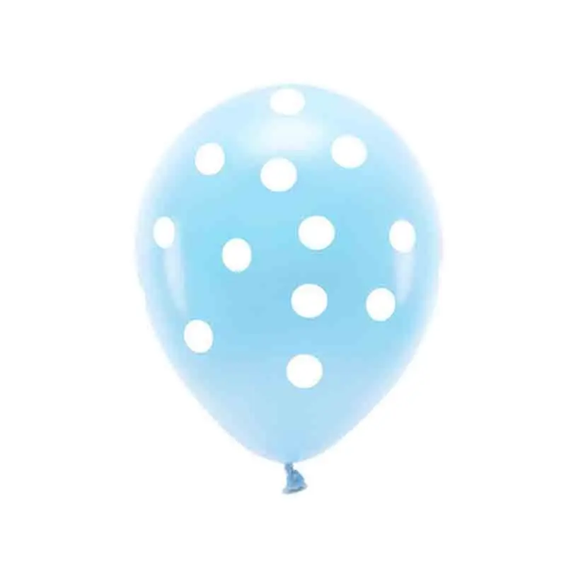 6 Palloncini 30 cm celeste pois bianchi dia ca. 33 cm ECO33P-202-011-6