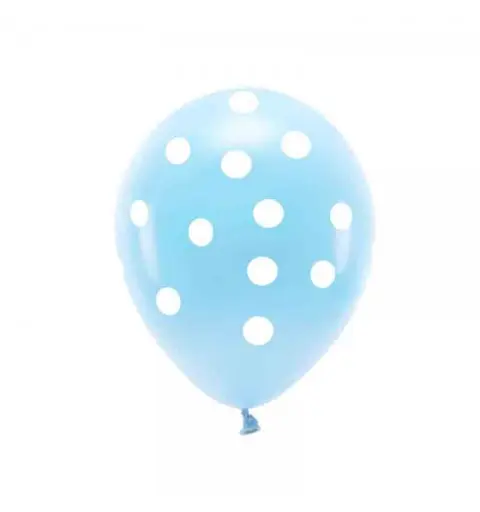6 Palloncini 30 cm celeste pois bianchi dia ca. 33 cm ECO33P-202-011-6