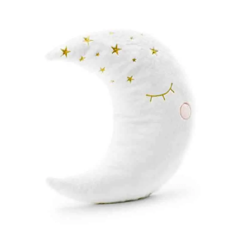 Cuscino Stella - Luna, 39x40cm in morbido peluche con dettagli ricamati in oro e rosa MA4