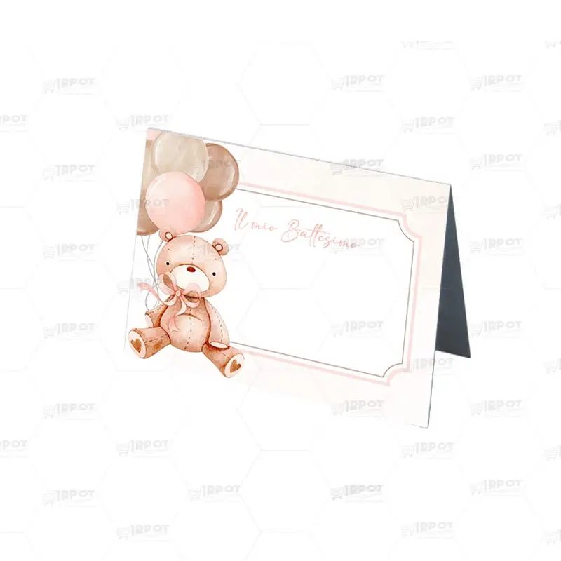 FESTA DI CARTA BATTESIMO ORSETTA ROSA CON PALLONCINI